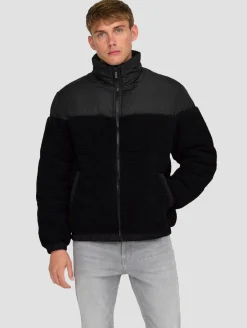 Jacken & Mäntel*ONLY & SONS Eli Sherpa Mix Pufferjacken schwarz