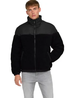 Jacken & Mäntel*ONLY & SONS Eli Sherpa Mix Pufferjacken schwarz