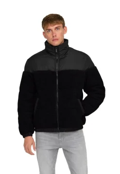 Jacken & Mäntel*ONLY & SONS Eli Sherpa Mix Pufferjacken schwarz