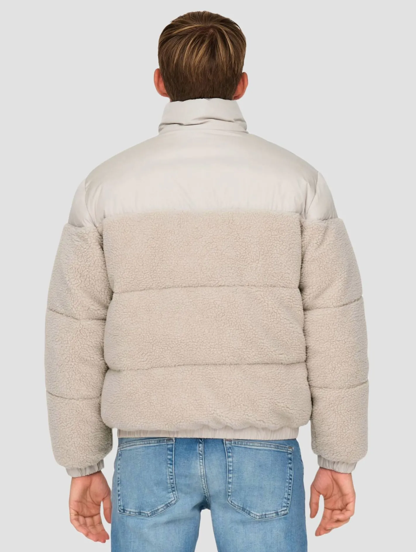 Jacken & Mäntel*ONLY & SONS Eli Sherpa Mix Pufferjacken mit silbernem Futter