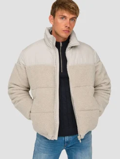 Jacken & Mäntel*ONLY & SONS Eli Sherpa Mix Pufferjacken mit silbernem Futter