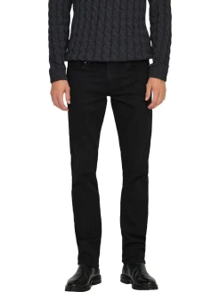 Jeans & Hosen*ONLY & SONS Loom 8637 Mat Slim-Fit-Jeans in schwarzem Denim