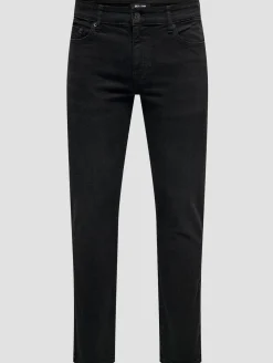 Jeans & Hosen*ONLY & SONS Loom 8637 Mat Slim-Fit-Jeans in schwarzem Denim