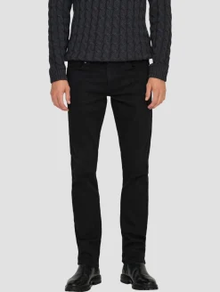 Jeans & Hosen*ONLY & SONS Loom 8637 Mat Slim-Fit-Jeans in schwarzem Denim