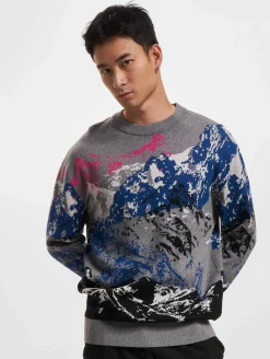 Pullover & Sweater*ONLY & SONS Maxin 12 Lässiges Strick-Sweatshirt mit Rundhalsausschnitt, Dunkelgrau-Melange