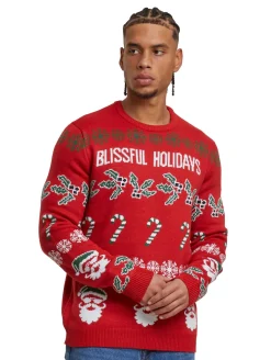 Pullover & Sweater*ONLY & SONS Xmas Reg 5 Allover Crew Strickpullover, pompeianrot, glückselig