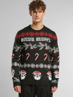 Pullover & Sweater*ONLY & SONS Xmas Reg 5 Allover Crew Strickpullover schwarz selig