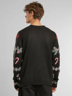 Pullover & Sweater*ONLY & SONS Xmas Reg 5 Allover Crew Strickpullover schwarz selig