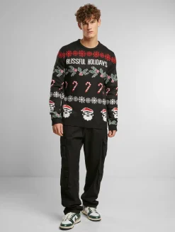 Pullover & Sweater*ONLY & SONS Xmas Reg 5 Allover Crew Strickpullover schwarz selig