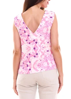 Tops & T-Shirts*ONLY ONLALMA Damen Sommer-Top im Batik Look ärmelloses Freizeit-Shirt mit tiefem Ausschnitt 92042750 Rosa/Lila/Weiß
