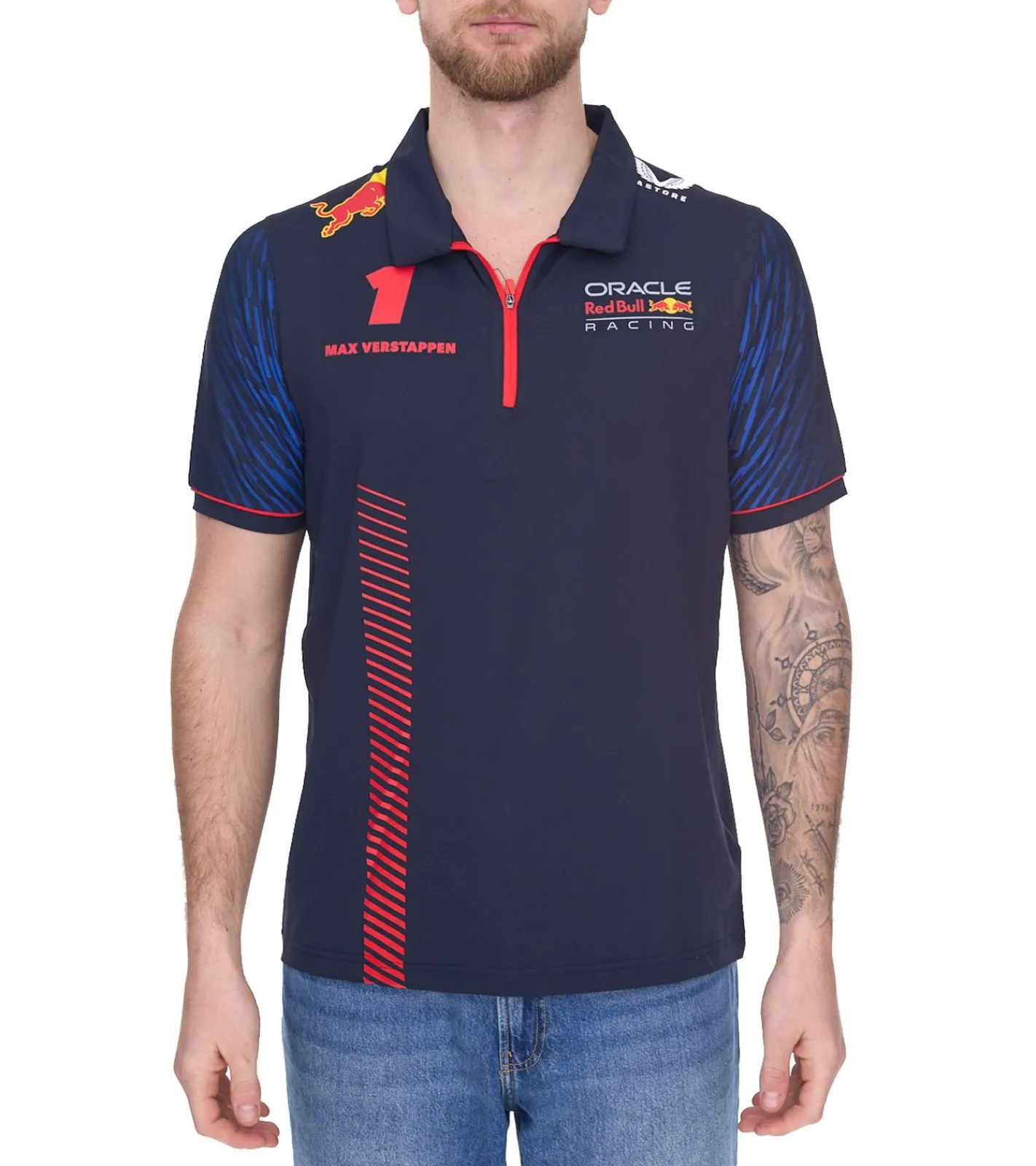 T-Shirts & Tank Tops|Jogginghosen & Fitnessmode*Oracle Red Bull Racing F1 Max Verstappen Herren Polo-Hemd mit Grafikdruck auf Front- und Rückseite Polo-Shirt TM3181 Navy