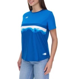 Sportoberbekleidung|Tops & T-Shirts*Outfitter OCEAN FABRICS TAHI Damen nachhaltiges Training-Shirt mit Mesh-Einsätzen Fitness-Shirt Kurzarm-Shirt OUT-W-1021-OTW-41 Blau