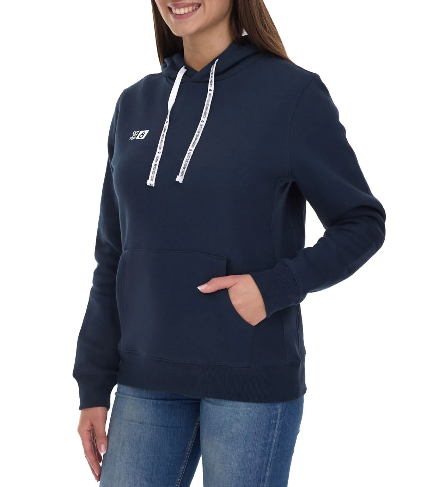Sweater & Pullover*Outfitter Ocean Fabrics Thai Damen Hoodie nachhaltiger Kapuzen-Pullover im Basic-Style OUT-W-1003-OTW-42 Navy