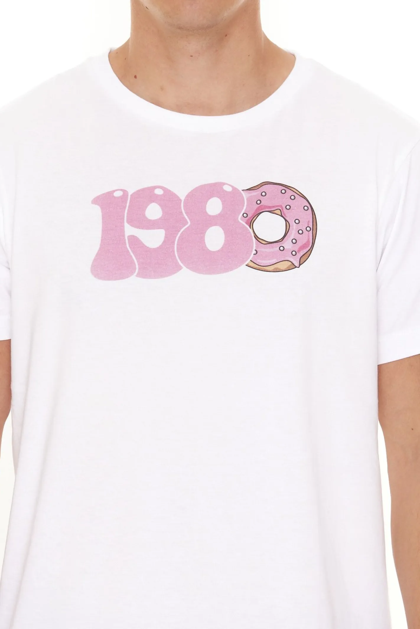 T-Shirts & Tank Tops*PASH 1980 Tee Herren Kurzarm-Shirt mit großem 1980er Print Baumwoll-T-Shirt PATR004 Schwarz oder Weiß