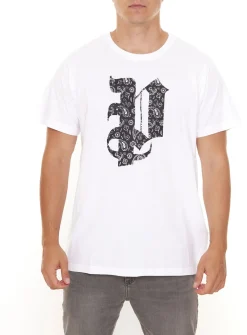 T-Shirts & Tank Tops*PASH Herren Kurzarm-Shirt mit verschiedenen großem Frontprints Baumwoll-T-Shirt PATR00 Schwarz/Weiß