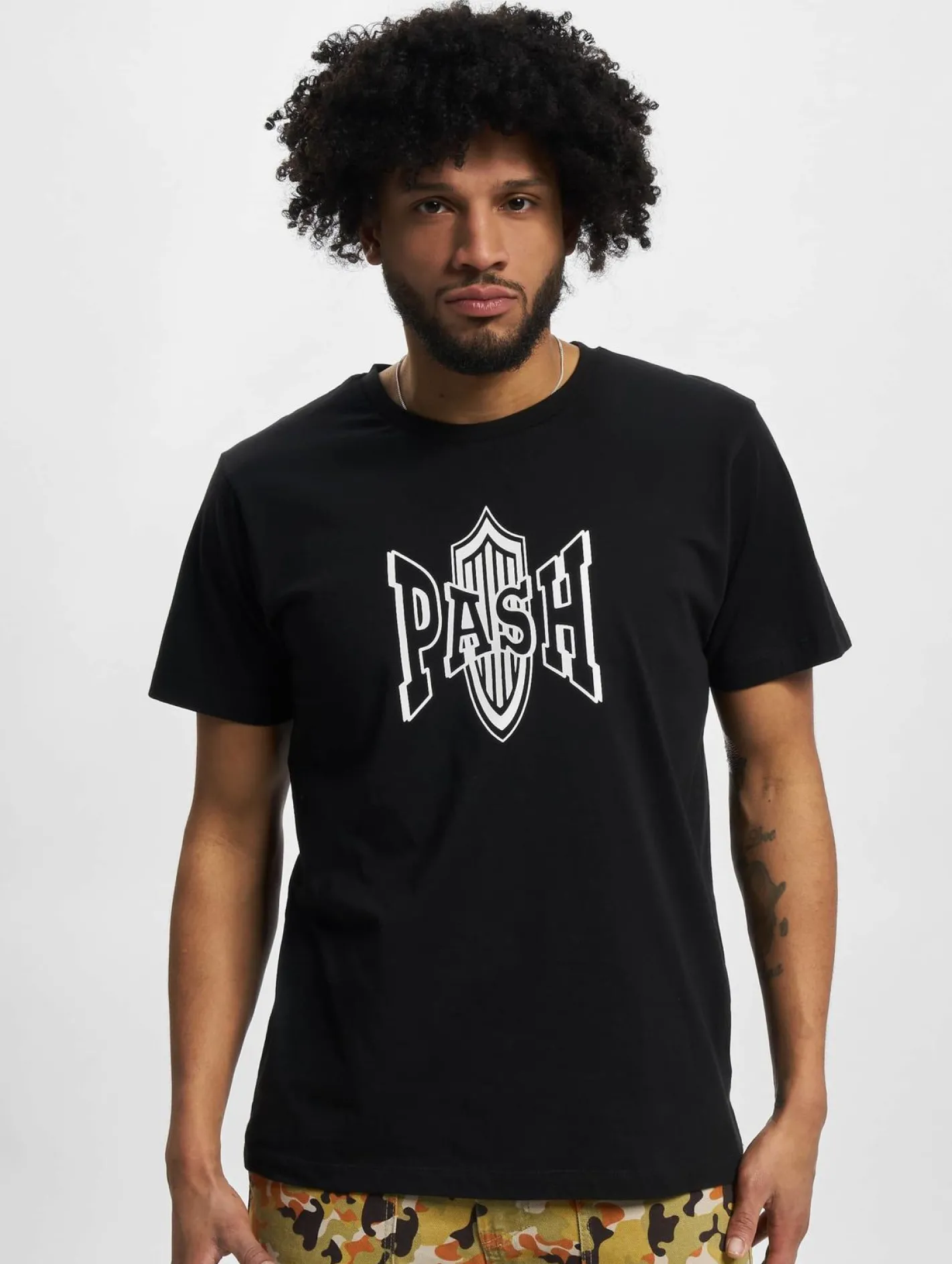 T-Shirts & Tank Tops*PASH Logo Classic R-Ausschnitt T-Shirt schwarz