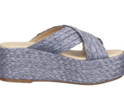 Zehentrenner & Sandalen*PETER KAISER Damen Plateau-Pantolette mit geflochtenem Bast Sommer-Schuhe 88187-159 Violett