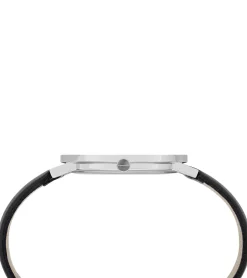 Damenuhren|Damenuhren*Pierre Cardin Damen Armband-Uhr mit Buchstaben der Marke als Ziffern analoge Quarz-Uhr mit Leder-Armband 3ATM 39mm CBV.100 Schwarz/Silber mit schwarzem oder weißem Zifferblatt