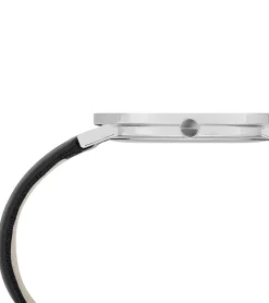 Damenuhren|Damenuhren*Pierre Cardin Damen Armband-Uhr mit Buchstaben der Marke als Ziffern analoge Quarz-Uhr mit Leder-Armband 3ATM 39mm CBV.100 Schwarz/Silber mit schwarzem oder weißem Zifferblatt