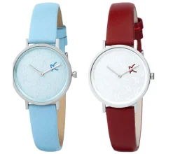 Damenuhren|Damenuhren*Pierre Cardin Damen Armband-Uhr mit Marken-Kürzel-Print analoge Quarz-Uhr mit Leder-Armband 3ATM 31mm CBV.1521 Blau oder Rot