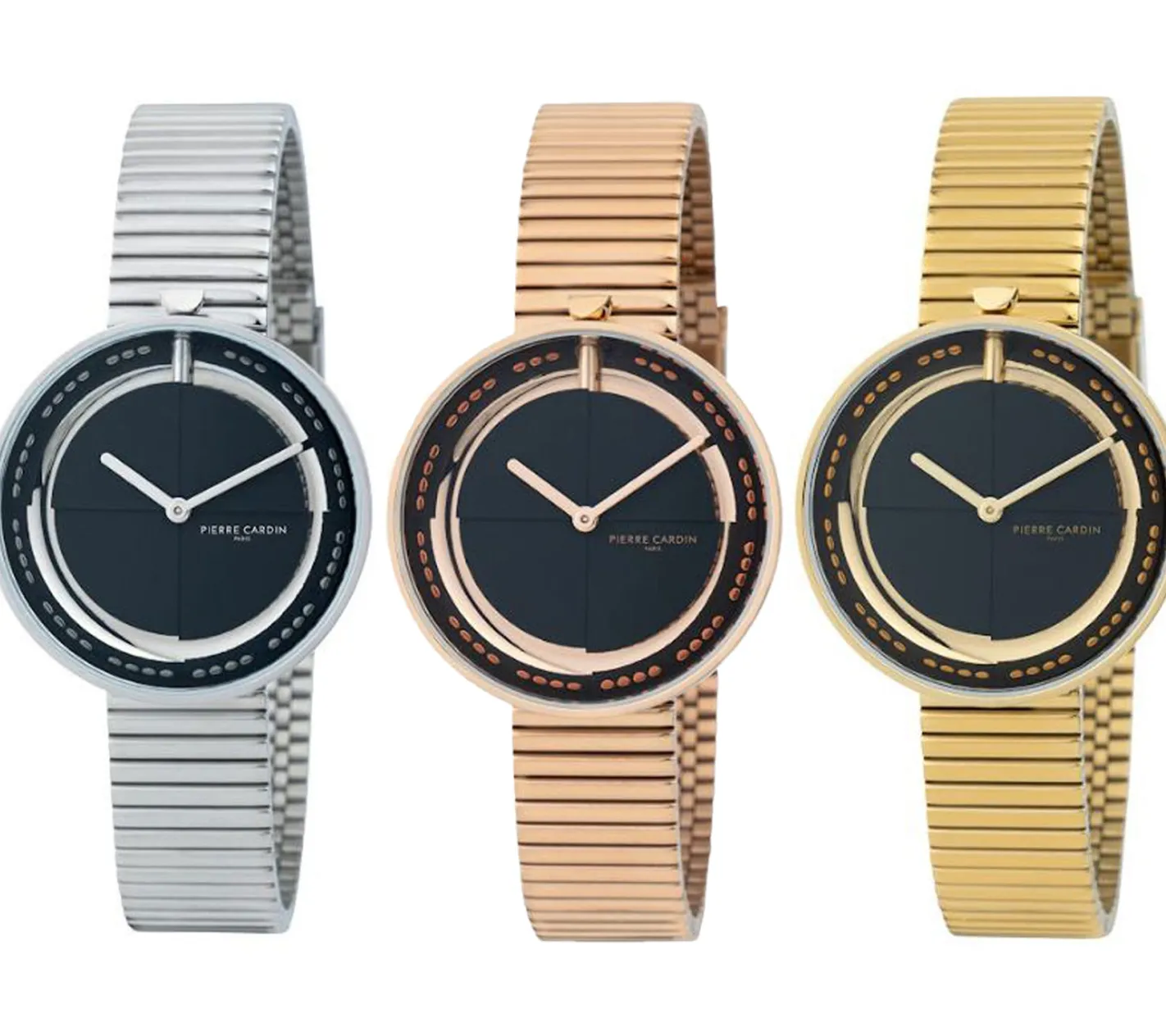 Damenuhren|Damenuhren*Pierre Cardin Damen Armband-Uhr zeitloses Ziffernblatt analoge Quarz-Uhr mit Edelstahl-Armband 3ATM 32mm CMA.00 Silber/Schwarz/Gold/Rose-Gold