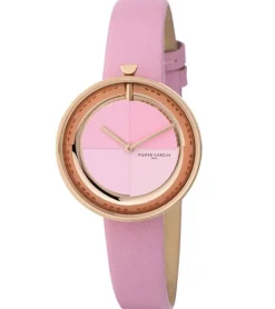 Damenuhren|Damenuhren*Pierre Cardin Damen Armband-Uhr modernes Ziffernblatt analoge Quarz-Uhr mit Leder-Armband 3ATM 32mm CMA.0004 Rosa/Gold