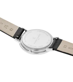 Damenuhren|Damenuhren*Pierre Cardin Damen Armband-Uhr mit Buchstaben der Marke als Ziffern analoge Quarz-Uhr mit Leder-Armband 3ATM 39mm CBV.100 Schwarz/Weiß/Silber oder Schwarz/Silber