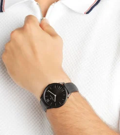 Damenuhren|Damenuhren*Pierre Cardin Damen Armband-Uhr schlichtes Ziffernblatt analoge Quarz-Uhr mit Leder-Armband 3ATM 40mm CPI.2006 Schwarz