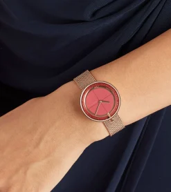 Damenuhren|Damenuhren*Pierre Cardin Damen Armband-Uhr modernes Ziffernblatt analoge Quarz-Uhr mit Edelstahl-Armband 3ATM 33mm CMA.0001 Rose-Gold/Schwarz oder Rose-Gold/Rot