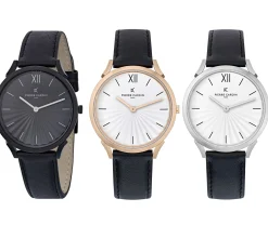 Damenuhren|Damenuhren*Pierre Cardin Damen Armband-Uhr schlichtes Ziffernblatt analoge Quarz-Uhr mit Leder-Armband 3ATM 40mm CPI.200 Schwarz, Schwarz/Gold oder Schwarz/Silber