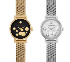 Damenuhren|Damenuhren*Pierre Cardin Damen Armband-Uhr Ziffernblatt mit silbernen Kreis-Details analoge Quarz-Uhr mit Edelstahl-Armband 3ATM 28mm CCM.050 Silber oder Gold