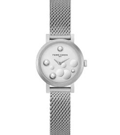 Damenuhren|Damenuhren*Pierre Cardin Damen Armband-Uhr Ziffernblatt mit silbernen Kreis-Details analoge Quarz-Uhr mit Edelstahl-Armband 3ATM 28mm CCM.050 Silber oder Gold