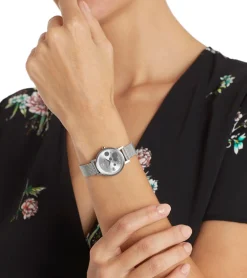 Damenuhren|Damenuhren*Pierre Cardin Damen Armband-Uhr Ziffernblatt mit silbernen Kreis-Details analoge Quarz-Uhr mit Edelstahl-Armband 3ATM 28mm CCM.050 Silber oder Gold