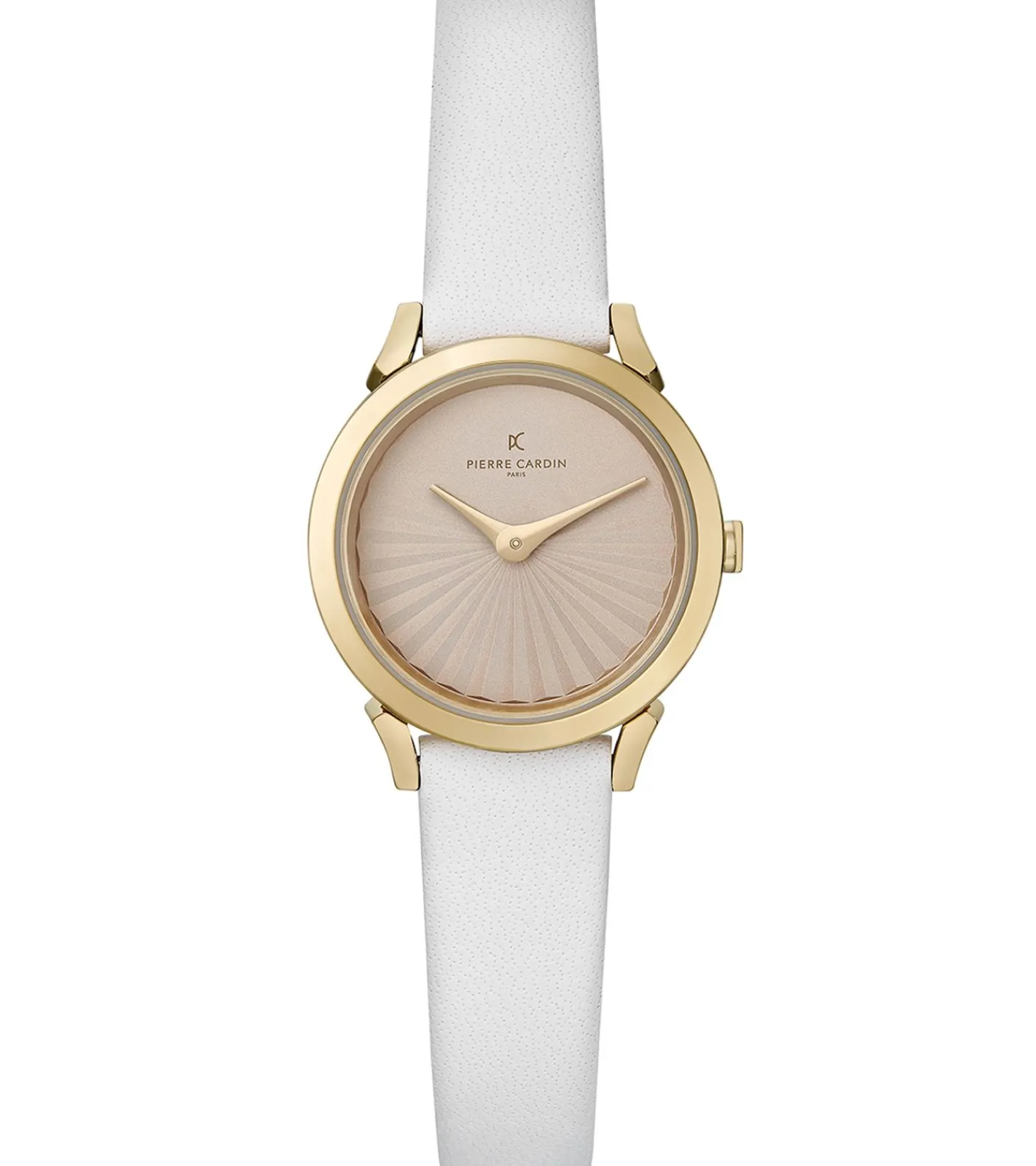 Damenuhren|Damenuhren*Pierre Cardin Damen Armband-Uhr Zweizeiger-Uhr analoge Quarz-Uhr mit Leder-Armband 3ATM 27mm CPI.2509 Weiß/Gold