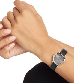 Damenuhren|Damenuhren*Pierre Cardin Damen Armband-Uhr schlichtes Ziffernblatt analoge Quarz-Uhr mit Leder-Armband 3ATM 27mm CPI.2510 Schwarz/Silber