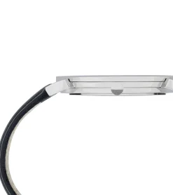 Damenuhren|Damenuhren*Pierre Cardin Damen Armband-Uhr schlichtes Ziffernblatt analoge Quarz-Uhr mit Leder-Armband 3ATM 40mm CPI.2000 Schwarz/Silber