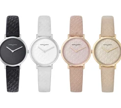 Damenuhren|Damenuhren*Pierre Cardin Damen Armband-Uhr mit Marken-Kürzel-Print analoge Quarz-Uhr mit Leder-Armband 3ATM 31mm CBV.15 Schwarz, Rosa, Weiß oder Beige