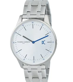 Damenuhren|Damenuhren*Pierre Cardin Damen Armband-Uhr schlichtes Ziffernblatt analoge Quarz-Uhr mit Edelstahl-Armband 3ATM 42mm CBA.4009 Silber