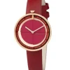 Damenuhren|Damenuhren*Pierre Cardin Damen Armband-Uhr modernes Ziffernblatt analoge Quarz-Uhr mit Leder-Armband 3ATM 32mm CMA.0007 Rot/Gold