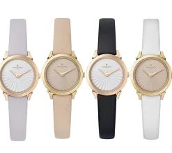 Damenuhren|Damenuhren*Pierre Cardin Damen Armband-Uhr schlichtes Ziffernblatt analoge Quarz-Uhr mit Leder-Armband 3ATM 27mm CPI.250 Beige, Schwarz, Weiß, Rosa