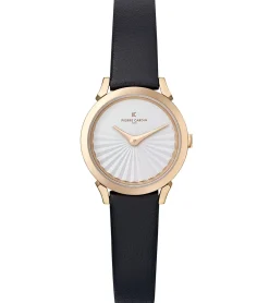 Damenuhren|Damenuhren*Pierre Cardin Damen Armband-Uhr schlichtes Ziffernblatt analoge Quarz-Uhr mit Leder-Armband 3ATM 27mm CPI.250 Beige, Schwarz, Weiß, Rosa