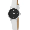 Damenuhren|Damenuhren*Pierre Cardin Damen Zweizeiger-Armband-Uhr Ziffernblatt mit silbernen Kreis-Details analoge Quarz-Uhr mit Leder-Armband 3ATM 27mm CCM.0505 Weiß/Schwarz/Silber