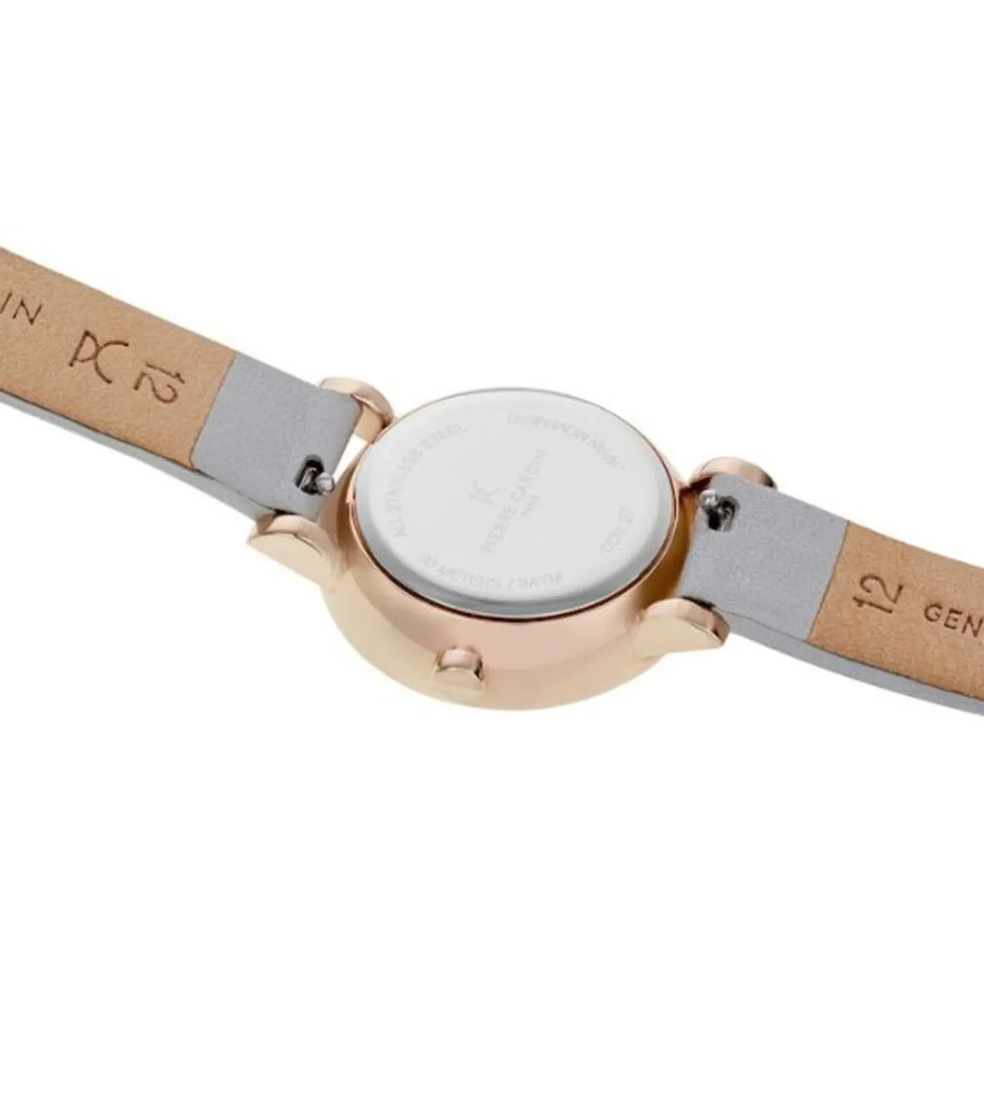 Damenuhren|Damenuhren*Pierre Cardin Damen Zweizeiger-Armband-Uhr Ziffernblatt mit silbernen Kreis-Details analoge Quarz-Uhr mit Leder-Armband 3ATM 27mm CCM.0506 Grau/Rose-Gold