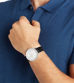 Herrenuhren|Herrenuhren*Pierre Cardin Herren analoge Quarz-Uhr mit Leder-Armband Armband-Uhr 3ATM 41mm CBV.1025 Silber/Schwarz