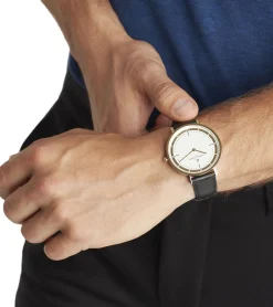 Herrenuhren|Herrenuhren*Pierre Cardin Herren analoge Quarz-Uhr mit Leder-Armband Armband-Uhr 3ATM 42mm CBV.1032 Gold/Schwarz