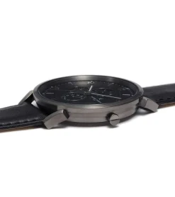 Herrenuhren|Herrenuhren*Pierre Cardin Herren Armband-Uhr mit Multi-Ziffernblatt analoge Quarz-Uhr mit Leder-Armband 3ATM 44mm CPI.2024 Schwarz/Silber