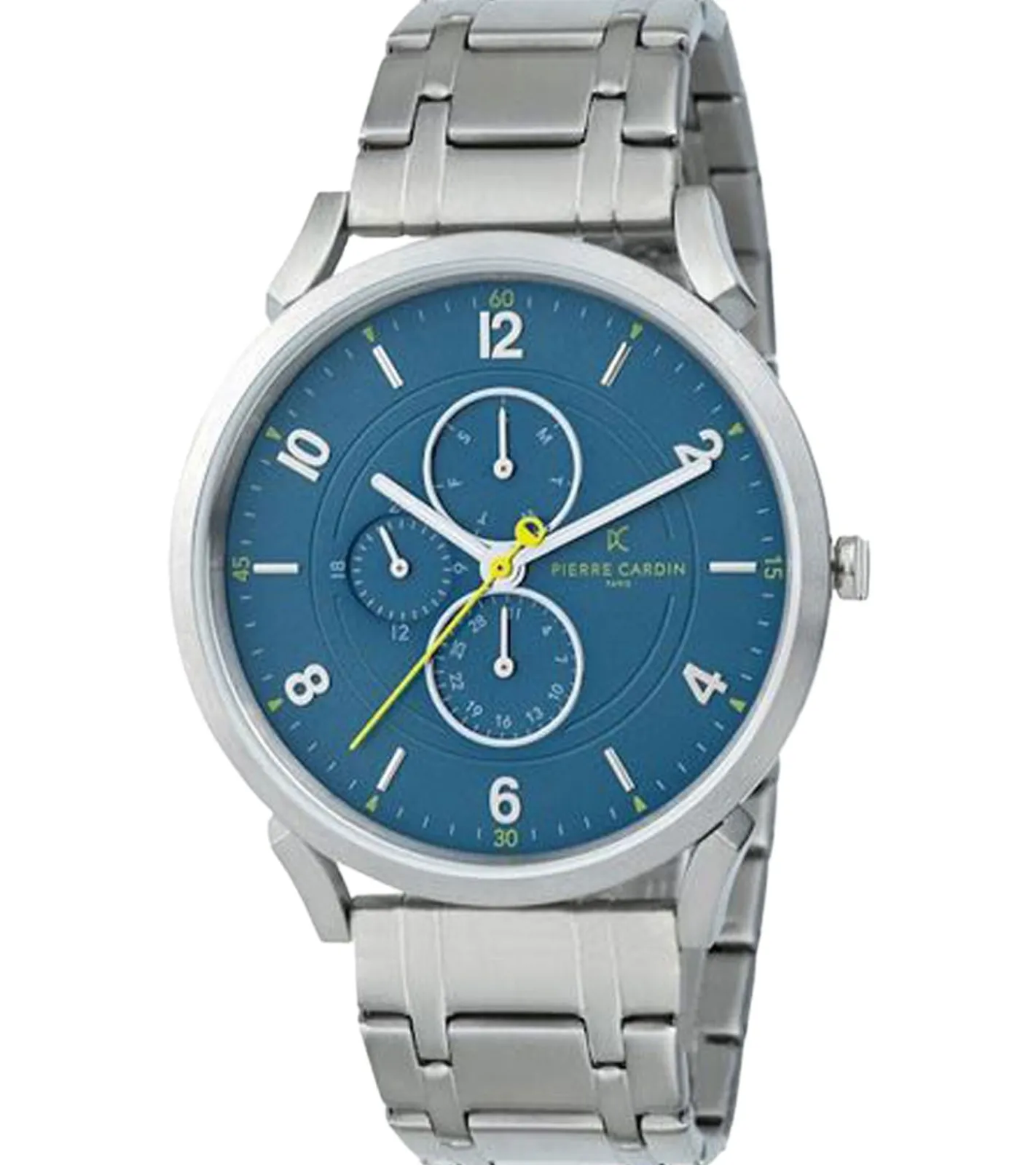 Herrenuhren|Herrenuhren*Pierre Cardin Herren Armband-Uhr mit Multi-Ziffernblatt analoge Quarz-Uhr mit Edelstahl-Armband 3ATM 44mm CPI.2056 Silber/Blau