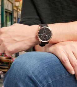 Herrenuhren|Herrenuhren*Pierre Cardin Herren Armband-Uhr mit Multi-Ziffernblatt analoge Quarz-Uhr mit Textil-Armband 3ATM 44mm CPI.2035 Schwarz/Kupfer