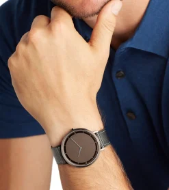 Herrenuhren|Herrenuhren*Pierre Cardin Herren Armband-Uhr analoge Quarz-Uhr mit Textil-Armband 3ATM 41mm CBV.1036 Grau/Braun