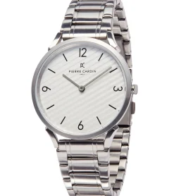 Herrenuhren|Herrenuhren*Pierre Cardin Herren Armband-Uhr analoge Quarz-Uhr mit Edelstahl-Armband 3ATM 40mm CPI.2020 Silber